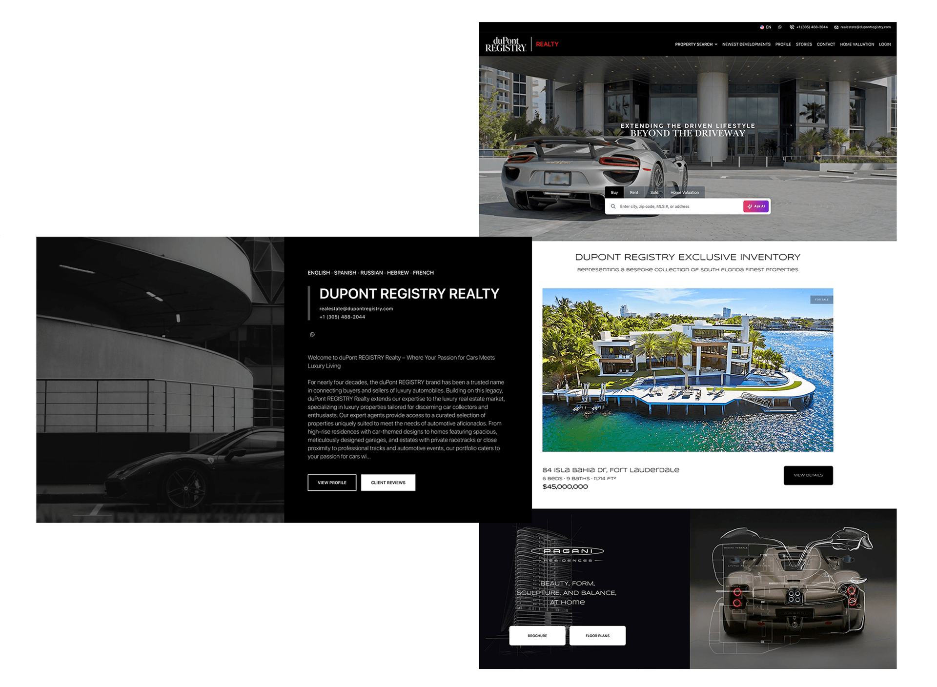DuPont Registry Realty website mockup