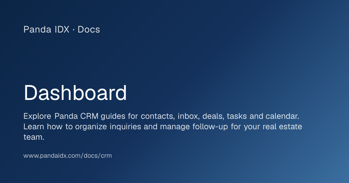 Dashboard | Panda IDX Docs