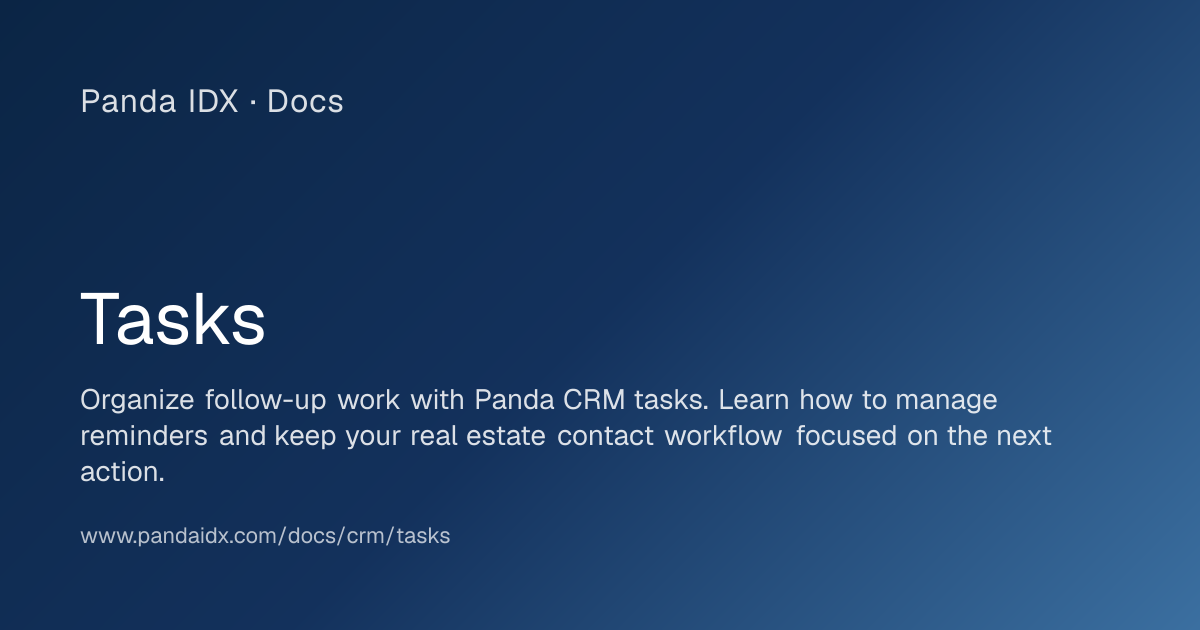 Tasks | Panda IDX Docs